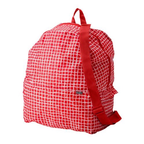 IKEA Handbags - IKEA Kanlla Red Grid packable.  Backpack DISCONTINUED